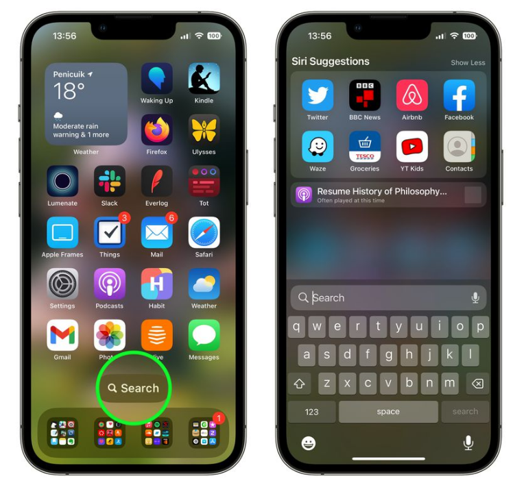 乐安苹果手机维修分享升级到 iOS 16 后，如何删除主屏幕上的搜索按钮 