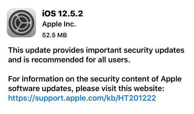 乐安苹果手机维修分享iOS12.5.2发布，建议所有老苹果用户安装 